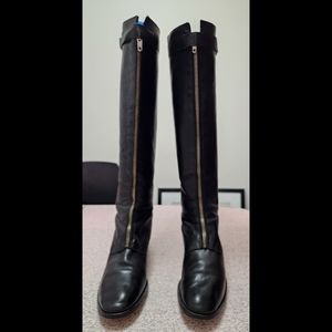 Tall, black knee-high boots with zipper, size 10